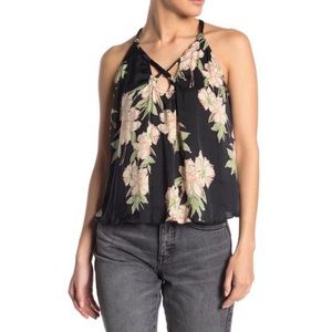 Free People Intimately Black Line Up Floral Cami MEDIUM soft satin flowy NWOT